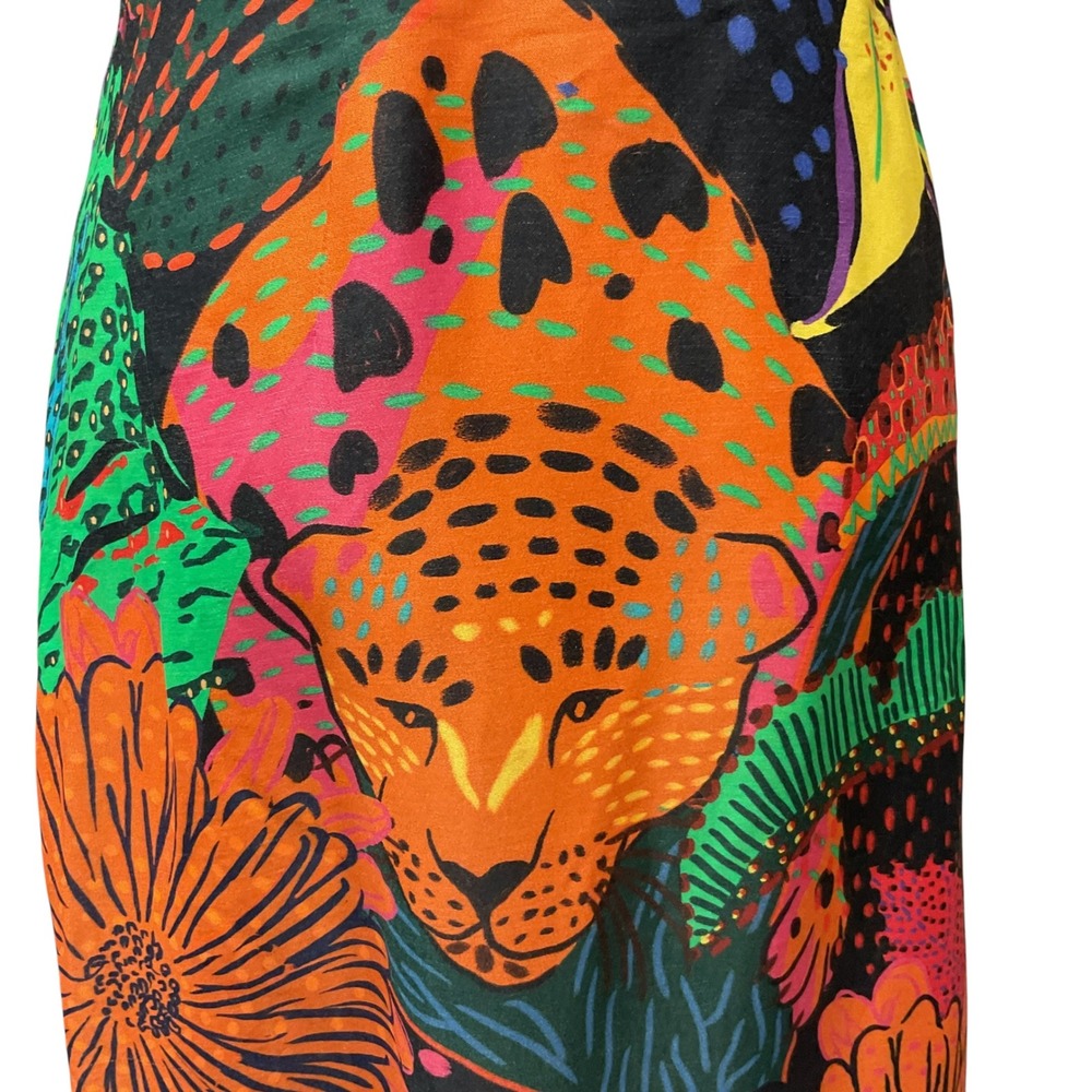 FARM Rio Women's Black Cool Leopards Floral Printed A-line Midi Skirt Size Small - Picture 6 of 12